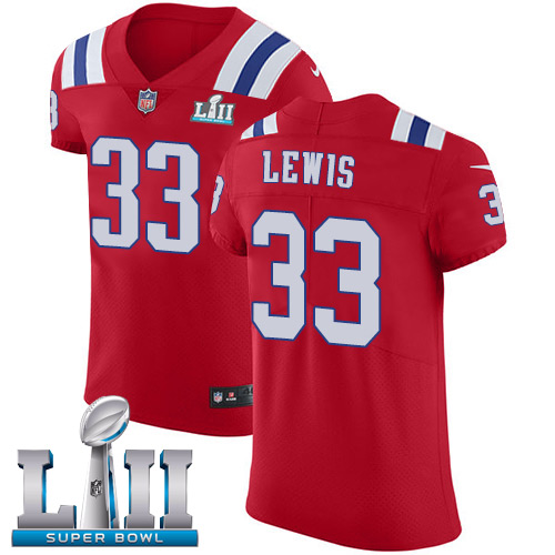 Nike Patriots #33 Dion Lewis Red Alternate Super Bowl LII Men's Stitched NFL Vapor Untouchable Elite Jersey