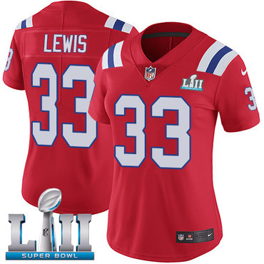 Nike Patriots #33 Dion Lewis Red Alternate Super Bowl LII Women's Stitched NFL Vapor Untouchable Limited Jersey