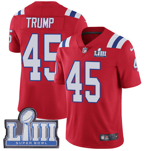 Nike Patriots #45 Donald Trump Red Alternate Super Bowl LIII Bound Youth Stitched NFL Vapor