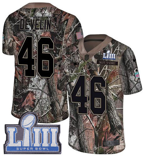 Nike Patriots #46 James Develin Camo Super Bowl LIII Bound Youth Stitched NFL Limited Rush Realtree Jersey