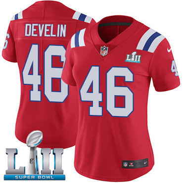 Nike Patriots #46 James Develin Red Alternate Super Bowl LII Women's Stitched NFL Vapor Untouchable Limited Jersey