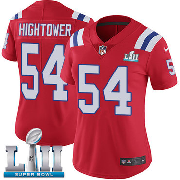Nike Patriots #54 Dont'a Hightower Red Alternate Super Bowl LII Women's Stitched NFL Vapor Untouchable Limited Jersey