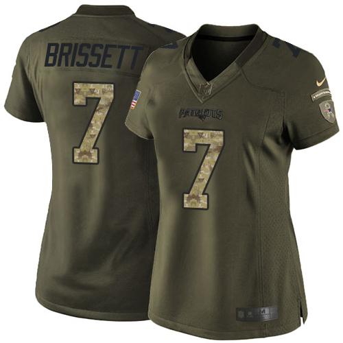 Nike Patriots #7 Jacoby Brissett Green Women's Stitched NFL Limited Salute to Service Jersey