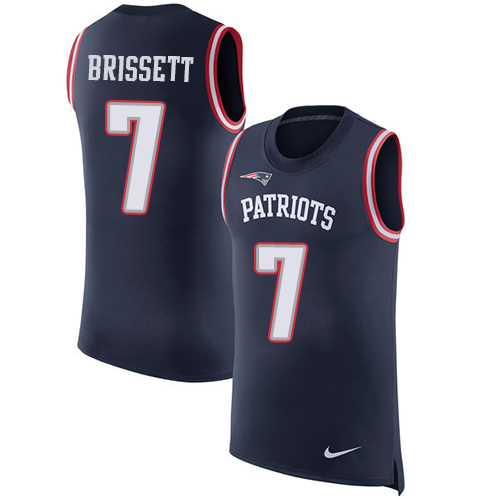 Nike Patriots #7 Jacoby Brissett Navy Blue Team Color Men's Stitched NFL Limited Rush Tank Top Jersey