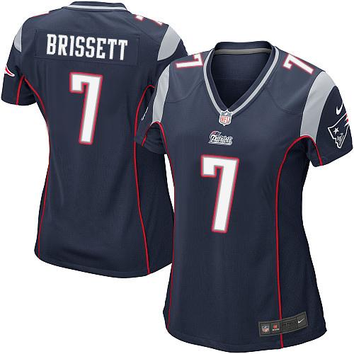 Nike Patriots #7 Jacoby Brissett Navy Blue Team Color Women's Stitched NFL New Elite Jersey