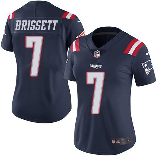 Nike Patriots #7 Jacoby Brissett Navy Blue Women's Stitched NFL Limited Rush Jersey