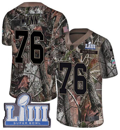 Nike Patriots #76 Isaiah Wynn Camo Super Bowl LIII Bound Men's Stitched NFL Limited Rush Realtree Jersey