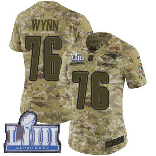 Nike Patriots #76 Isaiah Wynn Camo Super Bowl LIII Bound Women's Stitched NFL Limited 0