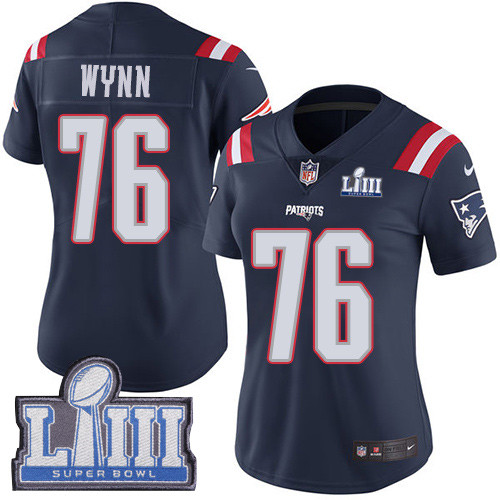 Nike Patriots #76 Isaiah Wynn Navy Blue Super Bowl LIII Bound Women's Stitched NFL Limited