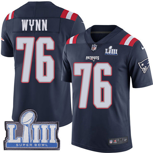 Nike Patriots #76 Isaiah Wynn Navy Blue Super Bowl LIII Bound Youth Stitched NFL Limited Rush