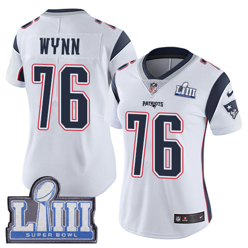 Nike Patriots #76 Isaiah Wynn White Super Bowl LIII Bound Women's Stitched NFL Vapor