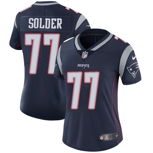 Nike Patriots #77 Nate Solder Navy Blue Team Color Women's Stitched NFL Vapor Untouchable Limited Jersey