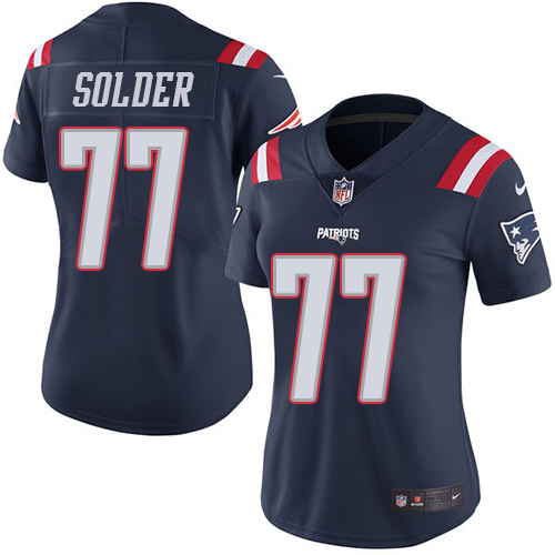 Nike Patriots #77 Nate Solder Navy Blue Women's Stitched NFL Limited Rush Jersey