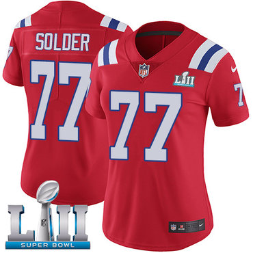 Nike Patriots #77 Nate Solder Red Alternate Super Bowl LII Women's Stitched NFL Vapor Untouchable Limited Jersey