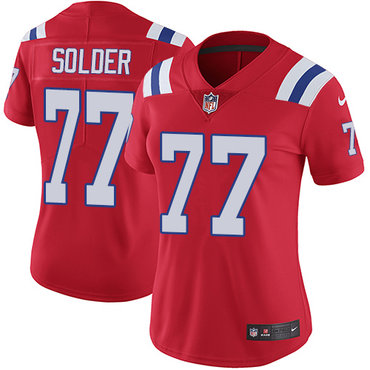 Nike Patriots #77 Nate Solder Red Alternate Women's Stitched NFL Vapor Untouchable Limited Jersey