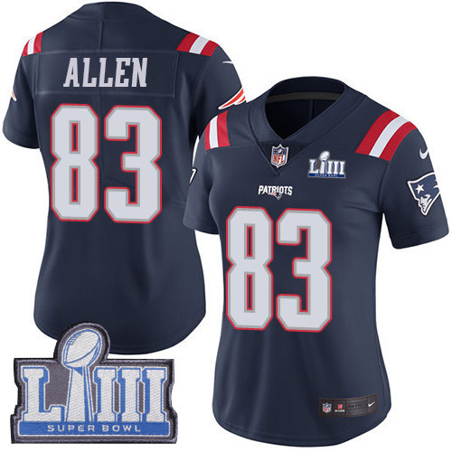 Nike Patriots #83 Dwayne Allen Navy Blue Super Bowl LIII Bound Women's Stitched NFL Limited