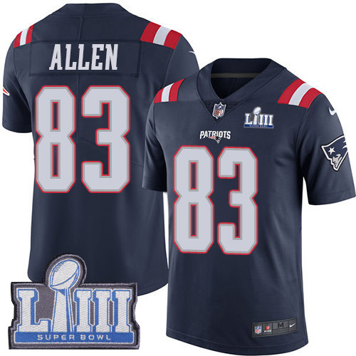 Nike Patriots #83 Dwayne Allen Navy Blue Super Bowl LIII Bound Youth Stitched NFL Limited Rush