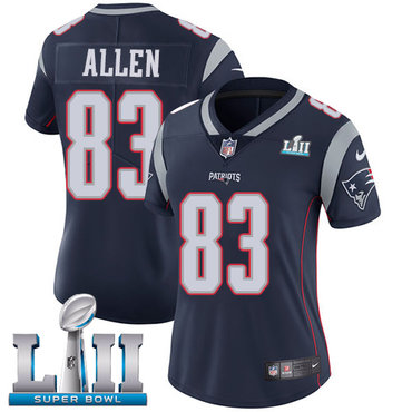 Nike Patriots #83 Dwayne Allen Navy Blue Team Color Super Bowl LII Women's Stitched NFL Vapor Untouchable Limited Jersey