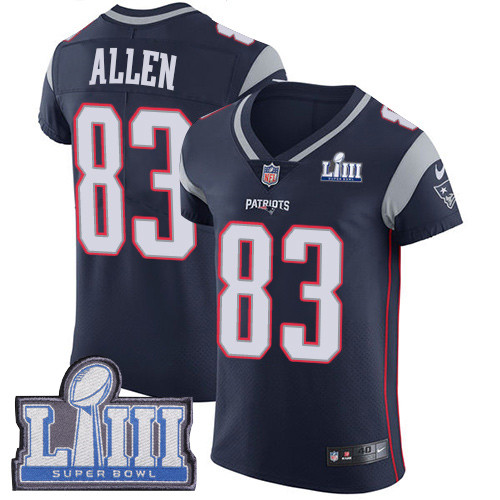 Nike Patriots #83 Dwayne Allen Navy Blue Team Color Super Bowl LIII Bound Men's Stitched NFL Vapor Untouchable Elite Jersey