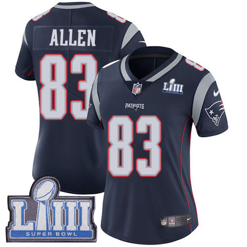 Nike Patriots #83 Dwayne Allen Navy Blue Team Color Super Bowl LIII Bound Women's