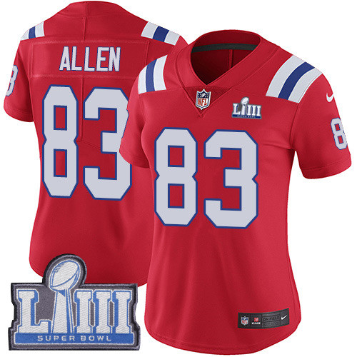 Nike Patriots #83 Dwayne Allen Red Alternate Super Bowl LIII Bound Women's Stitched NFL
