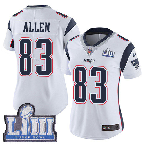Nike Patriots #83 Dwayne Allen White Super Bowl LIII Bound Women's Stitched NFL Vapor