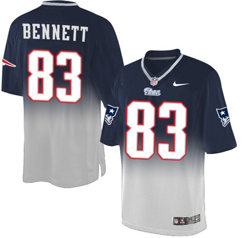 Nike Patriots #83 Martellus Bennett Navy Blue Grey Men's Stitched NFL Elite Fadeaway Fashion Jersey