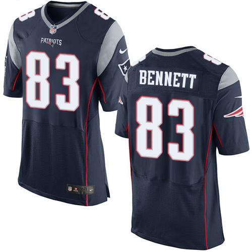 Nike Patriots #83 Martellus Bennett Navy Blue Team Color Men's Stitched NFL Elite Jersey