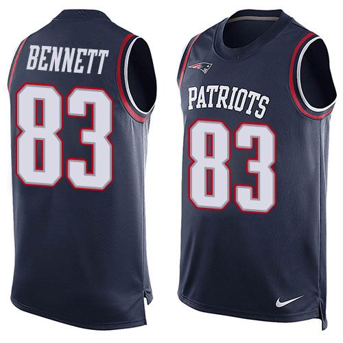 Nike Patriots #83 Martellus Bennett Navy Blue Team Color Men's Stitched NFL Limited Tank Top Jersey