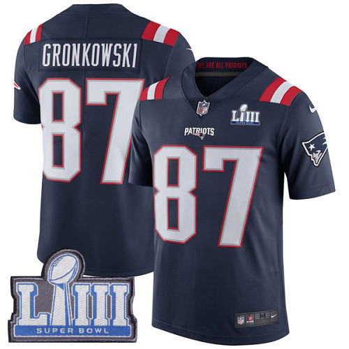 Nike Patriots #87 Rob Gronkowski Navy Blue Super Bowl LIII Bound Youth Stitched