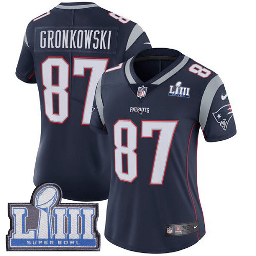 Nike Patriots #87 Rob Gronkowski Navy Blue Team Color Super Bowl LIII Bound