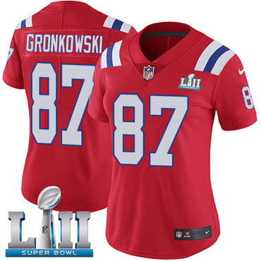 Nike Patriots #87 Rob Gronkowski Red Alternate Super Bowl LII Women's Stitched NFL Vapor Untouchable Limited Jersey