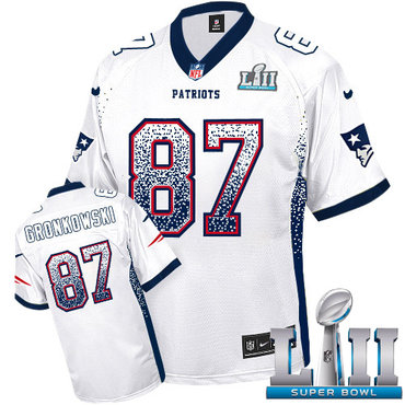 Nike Patriots #87 Rob Gronkowski White Super Bowl LII Men's Stitched NFL Elite Drift Fashion Jersey