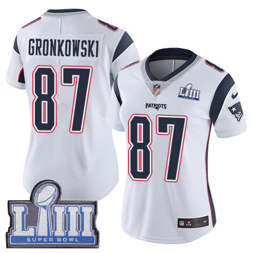 Nike Patriots #87 Rob Gronkowski White Super Bowl LIII Bound Women's Stitched NFL