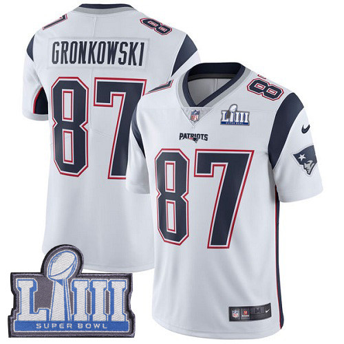 Nike Patriots #87 Rob Gronkowski White Super Bowl LIII Bound Youth Stitched NFL