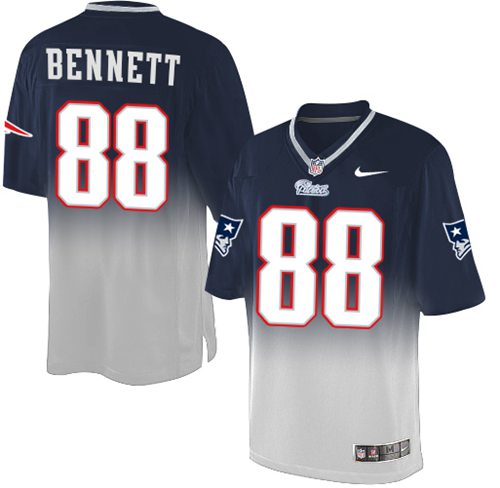Nike Patriots #88 Martellus Bennett Navy Blue Grey Men's Stitched NFL Elite Fadeaway Fashion Jersey
