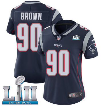 Nike Patriots #90 Malcom Brown Navy Blue Team Color Super Bowl LII Women's Stitched NFL Vapor Untouchable Limited Jersey
