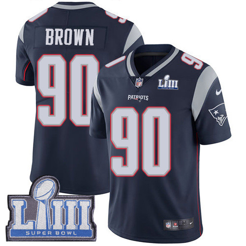 Nike Patriots #90 Malcom Brown Navy Blue Team Color Super Bowl LIII Bound Men's Stitched NFL Vapor Untouchable Limited Jersey