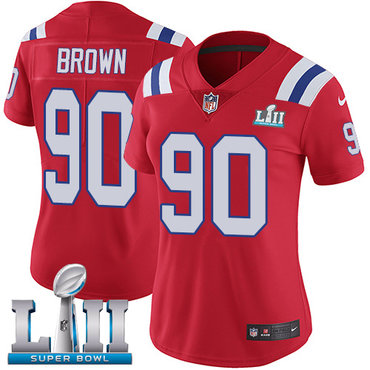 Nike Patriots #90 Malcom Brown Red Alternate Super Bowl LII Women's Stitched NFL Vapor Untouchable Limited Jersey
