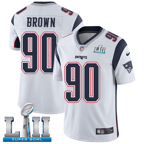Nike Patriots #90 Malcom Brown White Super Bowl LII Youth Stitched NFL Vapor Untouchable Limited Jersey