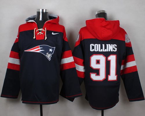 Nike Patriots #91 Jamie Collins Navy Blue Player Pullover NFL Hoodie
