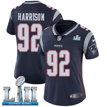 Nike Patriots #92 James Harrison Navy Blue Team Color Super Bowl LII Women's Stitched NFL Vapor Untouchable Limited Jersey$199.99$21.50