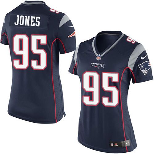 Nike Patriots #95 Chandler Jones Navy Blue Team Color Women's Stitched NFL New Elite Jersey