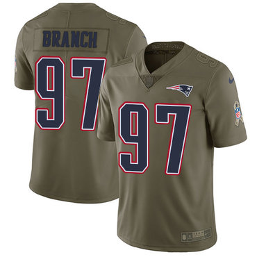 Nike Patriots #97 Alan Branch Olive Men's Stitched NFL Limited 2017 Salute To Service Jersey