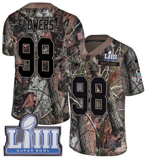 Nike Patriots #98 Trey Flowers Camo Super Bowl LIII Bound Men's Stitched NFL Limited Rush Realtree Jersey