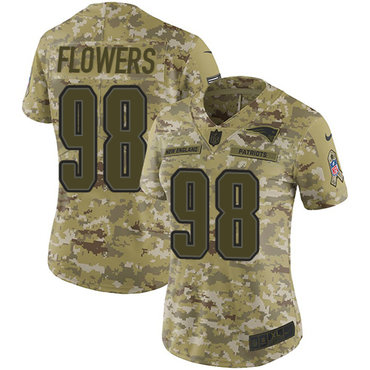 Nike Patriots #98 Trey Flowers Camo Women's Stitched NFL Limited 2018 Salute to Service Jersey