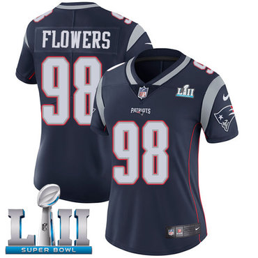 Nike Patriots #98 Trey Flowers Navy Blue Team Color Super Bowl LII Women's Stitched NFL Vapor Untouchable Limited Jersey