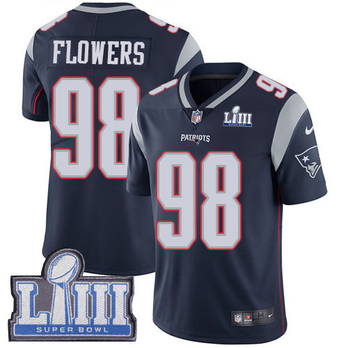Nike Patriots #98 Trey Flowers Navy Blue Team Color Super Bowl LIII Bound Men's Stitched NFL Vapor Untouchable Limited Jersey