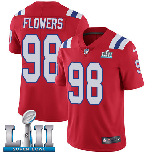 Nike Patriots #98 Trey Flowers Red Alternate Super Bowl LII Men's Stitched NFL Vapor Untouchable Limited jerseys