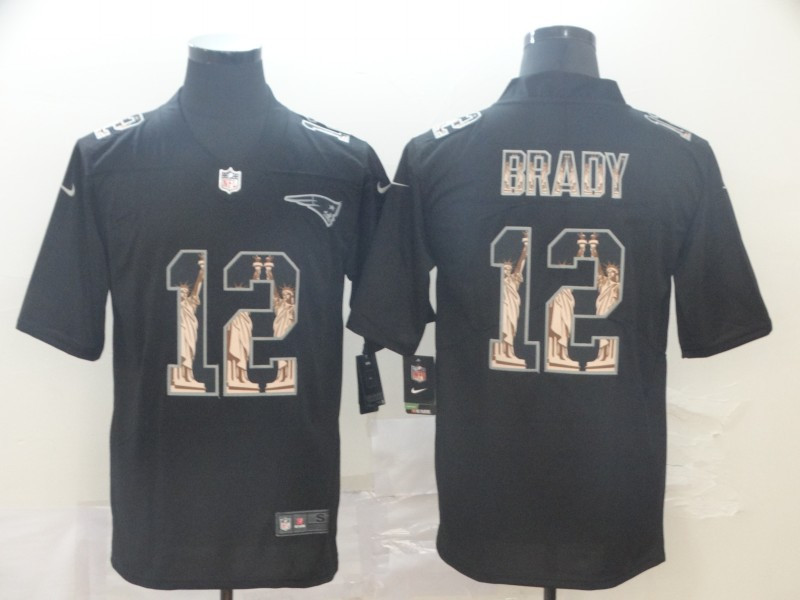 Nike Patriots 12 Tom Brady Black Statue Of Liberty Limited Jersey